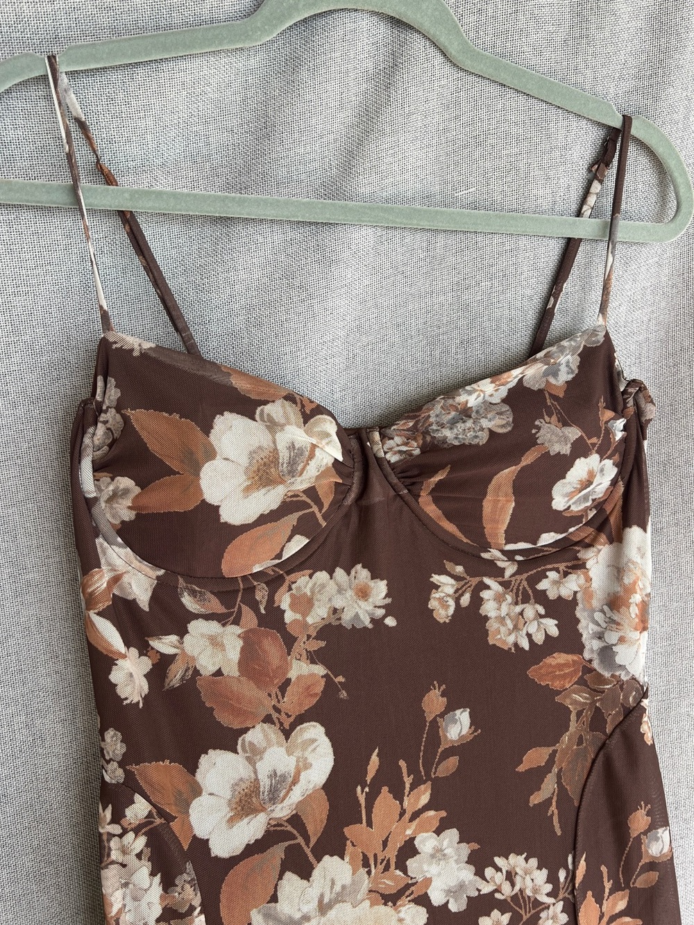 Camila Coelho Revolve Floral Mesh Spaghetti Underwire Bustier Maxi dress size L - Picture 7 of 16